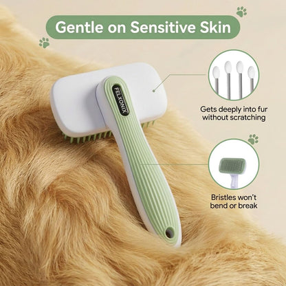 Self Cleaning Slicker Brush for Dogs & Cats, Deshedding Dog Brush