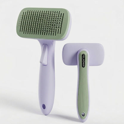 Self Cleaning Slicker Brush for Dogs & Cats, Deshedding Dog Brush