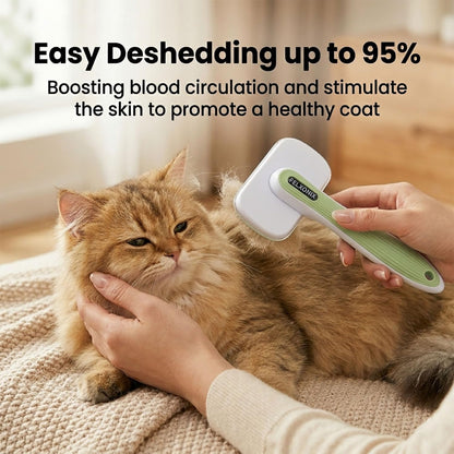 Self Cleaning Slicker Brush for Dogs & Cats, Deshedding Dog Brush