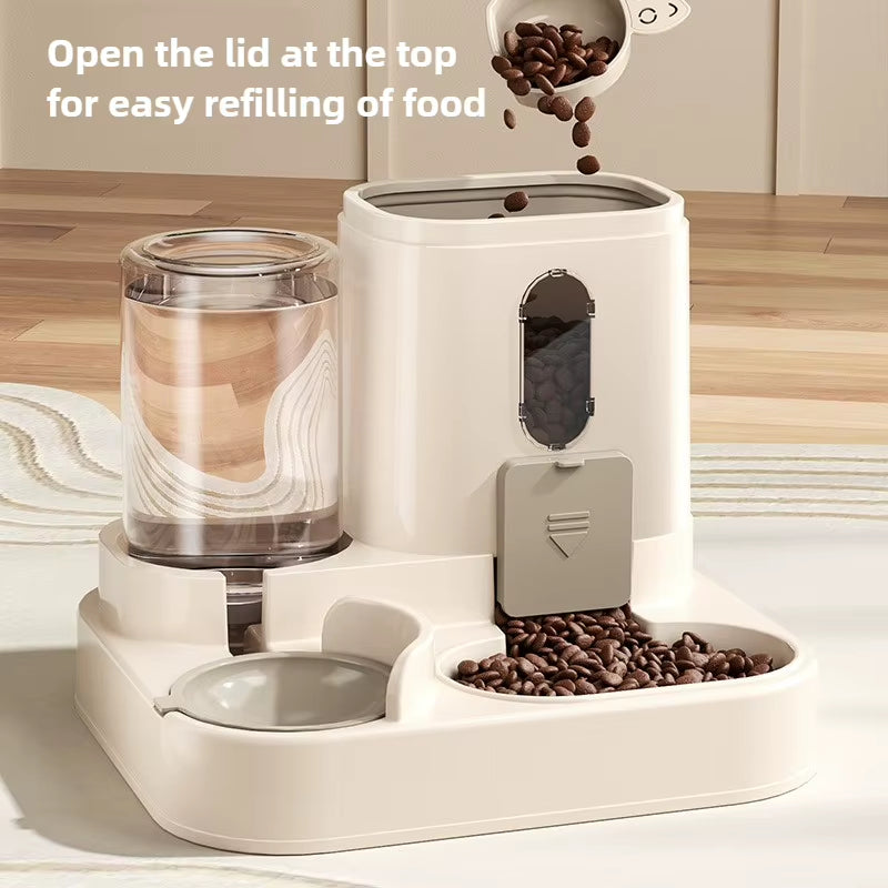 Automatic Dog Cat Feeder and Water Dispenser Gravity Food Feeder and Waterer Set with Pet Food Bowl Universal Pet Products