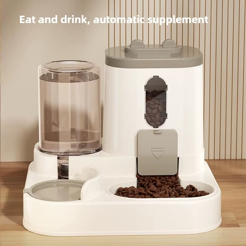 Automatic Dog Cat Feeder and Water Dispenser Gravity Food Feeder and Waterer Set with Pet Food Bowl Universal Pet Products