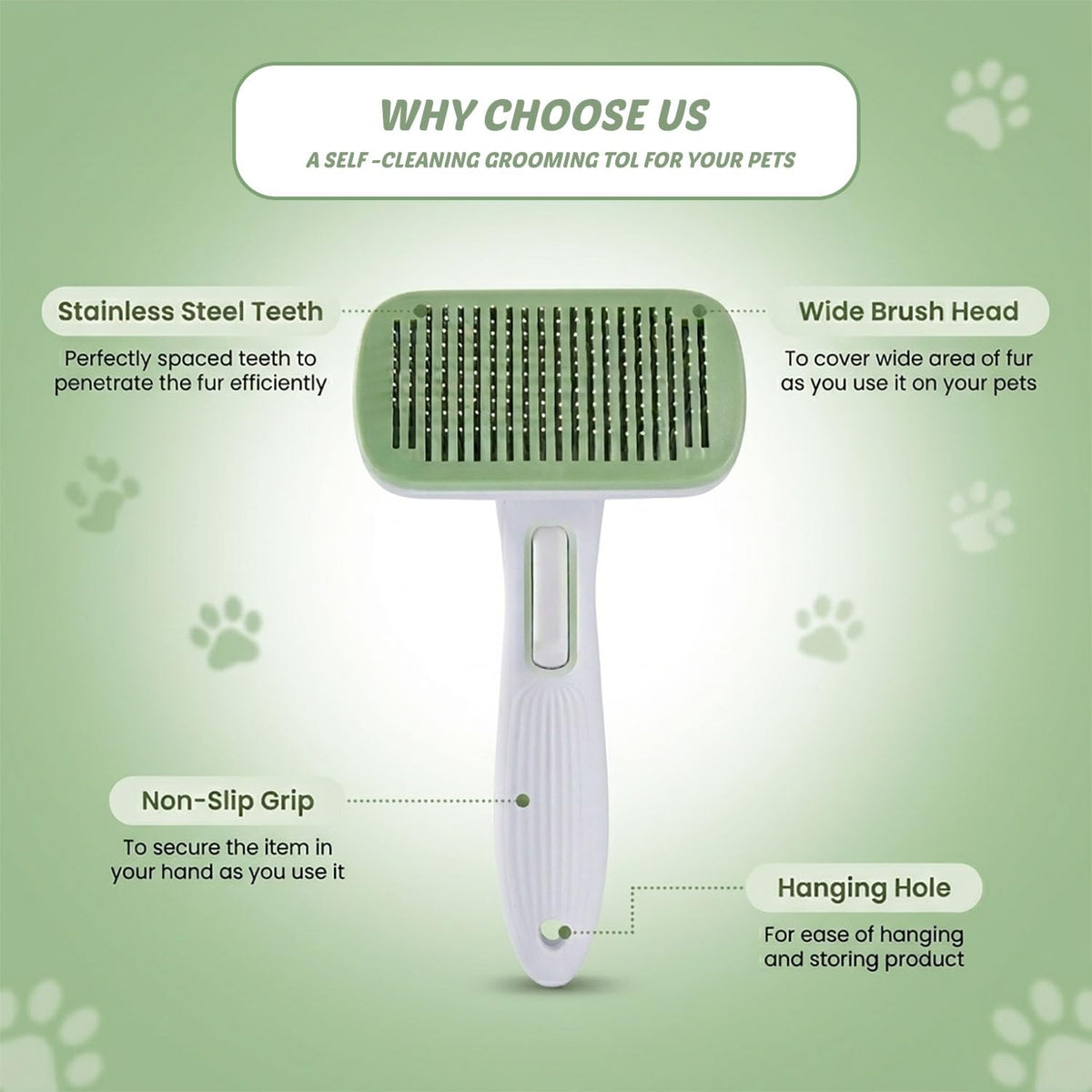Self Cleaning Slicker Brush for Dogs & Cats, Deshedding Dog Brush