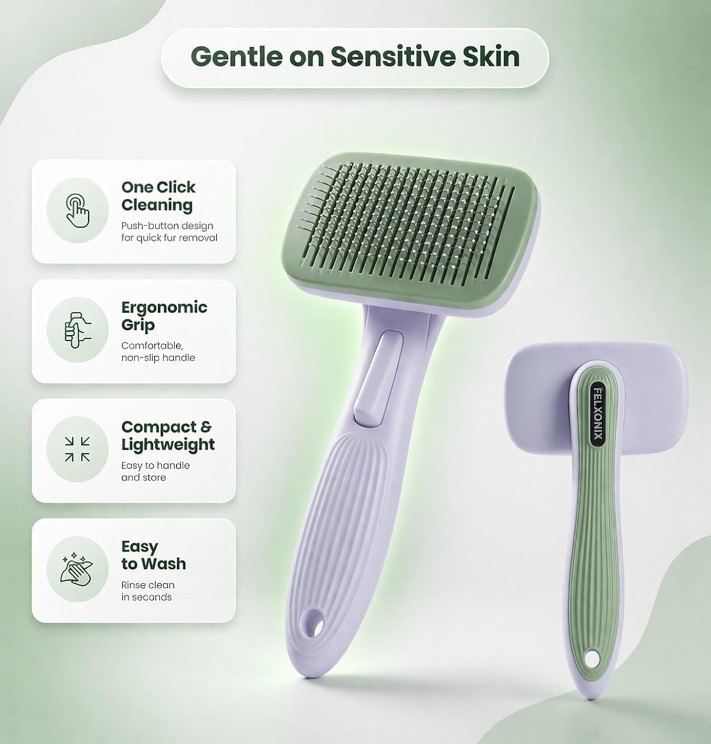 Self Cleaning Slicker Brush for Dogs & Cats, Deshedding Dog Brush